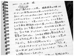 写真：入院中に市田さんがつけていた日記