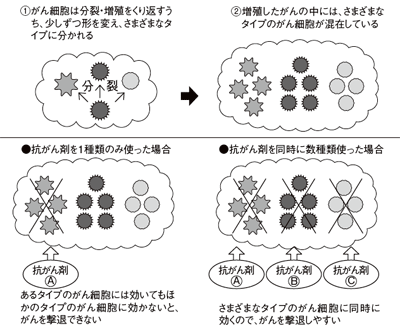 複数の抗がん剤でがんを攻撃するメリットの例