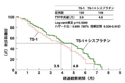図：TS-1＋シスプラチン併用療法の効果（治療成功期間）