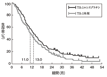 図4 TS-1＋シスプラチンの効果（全生存期間）