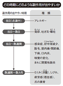 図6 ドセタキセルによる主な副作用と出やすい時期
