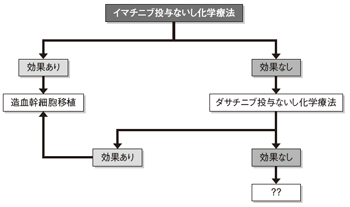 図：慢性骨髄性白血病の急性期の治療方針