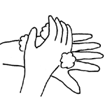 図：(3)手の甲をこする
