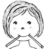 イラスト:ストローをかみ、息を吸う