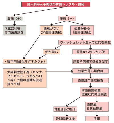 図：婦人科がん手術後のトラブル・便秘