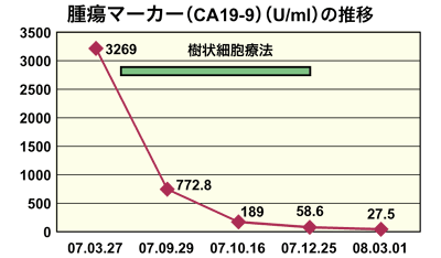 図:症例3の膵臓がんで肝転移に対する効果
