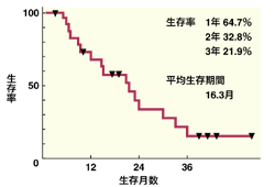 図:4期の非小細胞肺がんに対する温熱化学療法の生存曲線