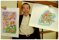 写真：孫悟空を描いた木久蔵さんの絵