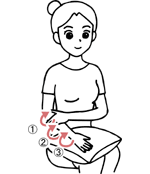 イラスト：(7)-2 むくみのある右腕のマッサージ